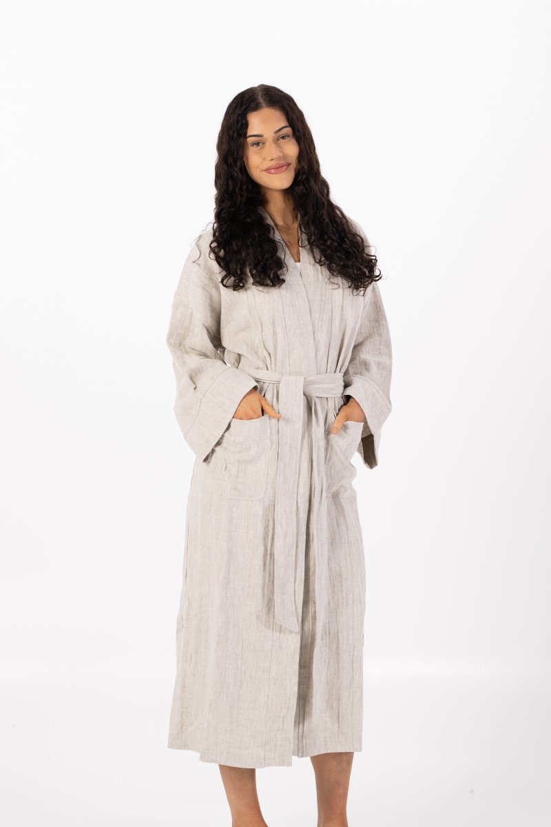 Linen Robe for Soft Comfort and Relaxing Luxury | KeikiCo Natural / L/XL Linen Robe for Soft Comfort and Relaxing Luxury | KeikiCo Natural / L/XL