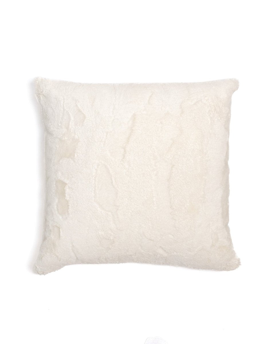 Cream Faux Fur 28 x 28 Euro Pillow Ivory White