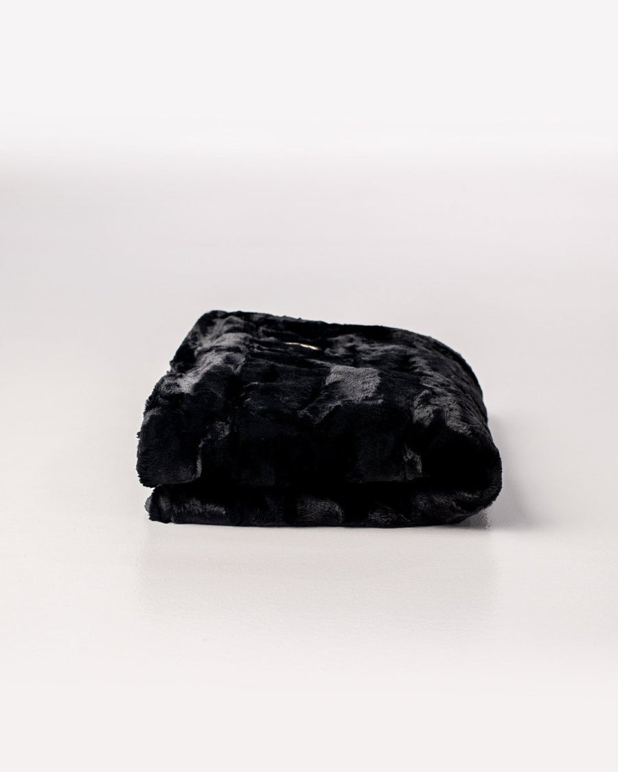 Black Bella Throw soft faux fur blanket folded fast ship gift