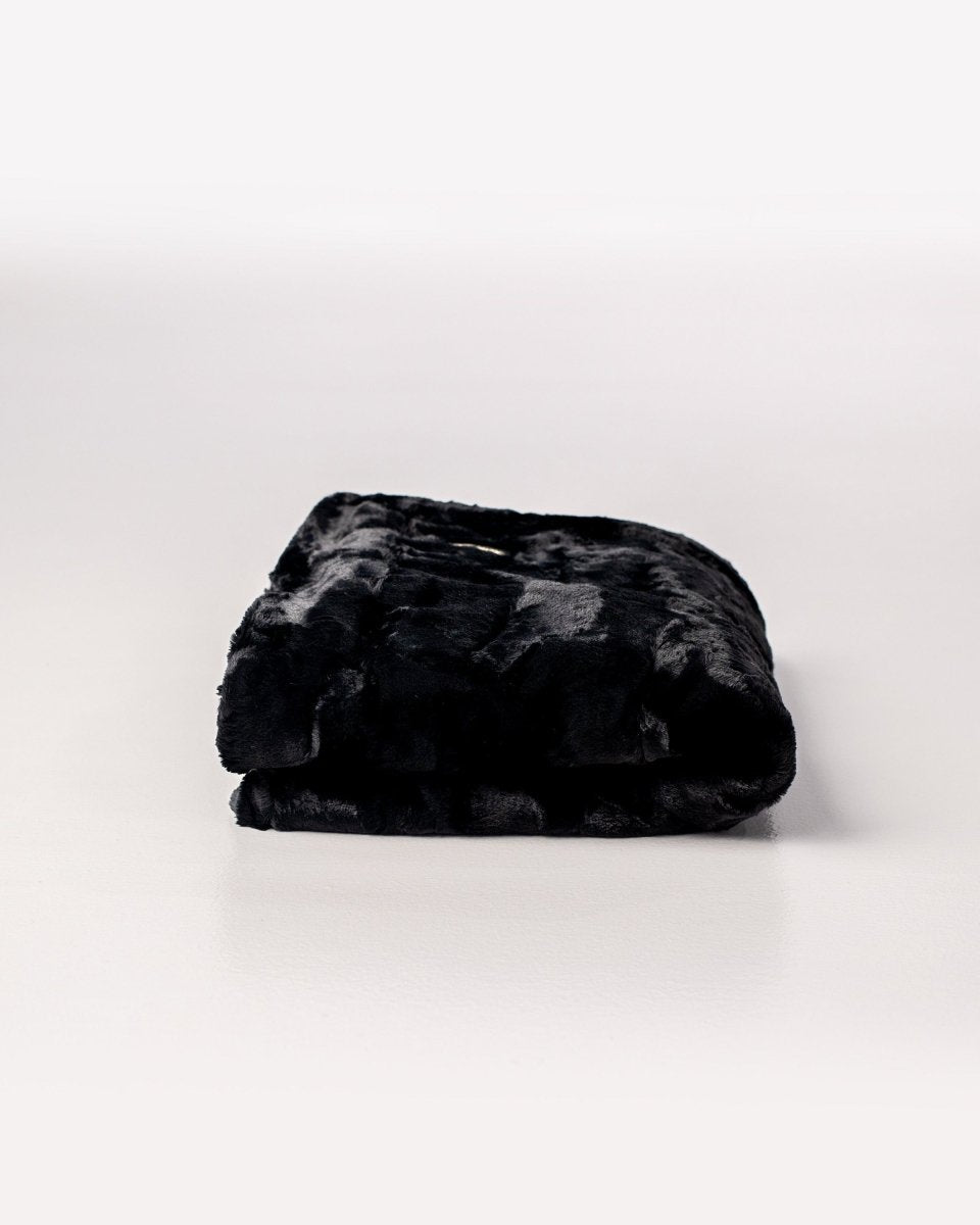 Black Bella Throw soft faux fur blanket folded fast ship gift