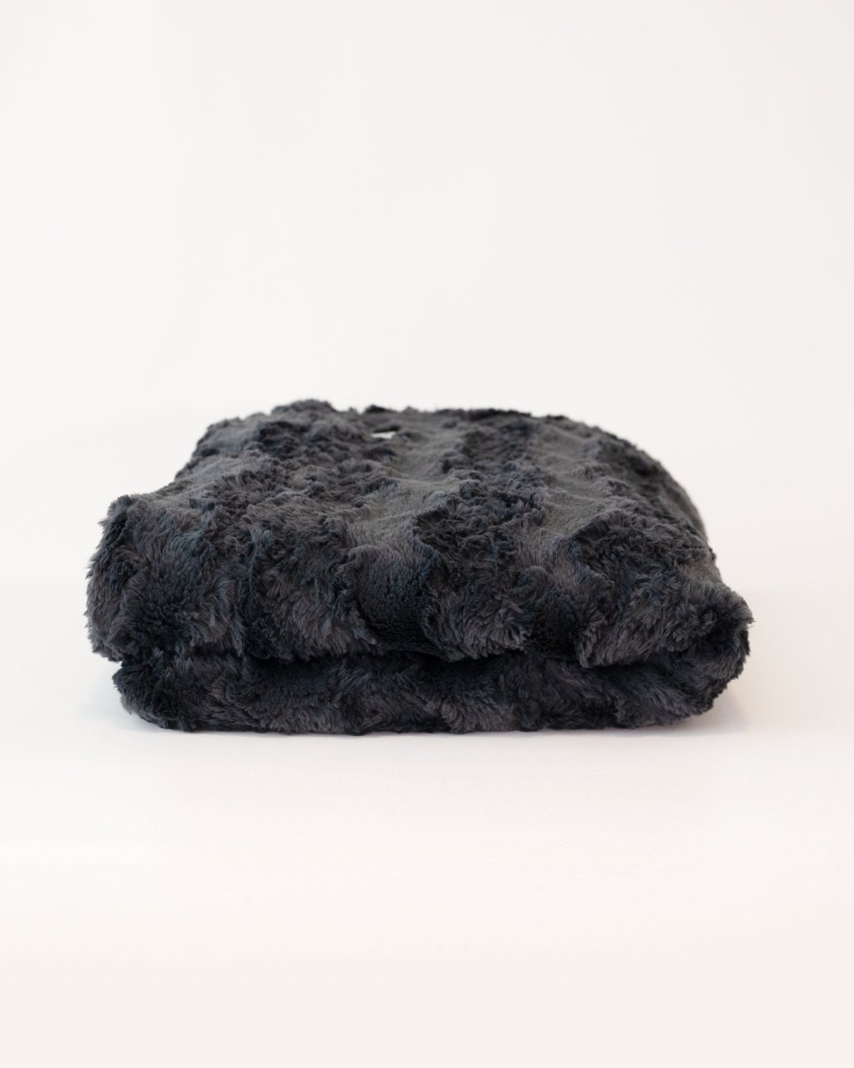 Charcoal Dark Gray Throw soft faux fur blanket fast ship gift