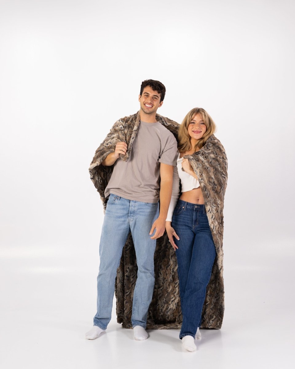 Driftwood Throw Brown faux fur weighted blanket