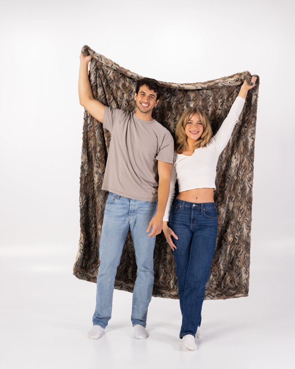 Driftwood Throw Brown faux fur weighted blanket
