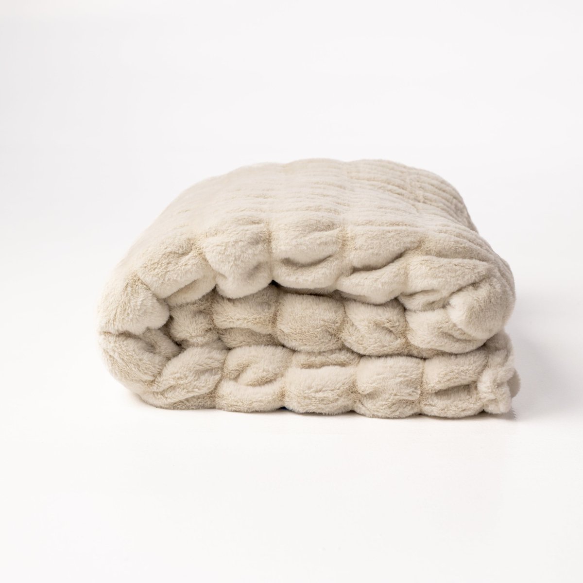 Dune Cream Cloud ultra soft luxury faux fur weighted oversized blanket folded ready to ship gift
