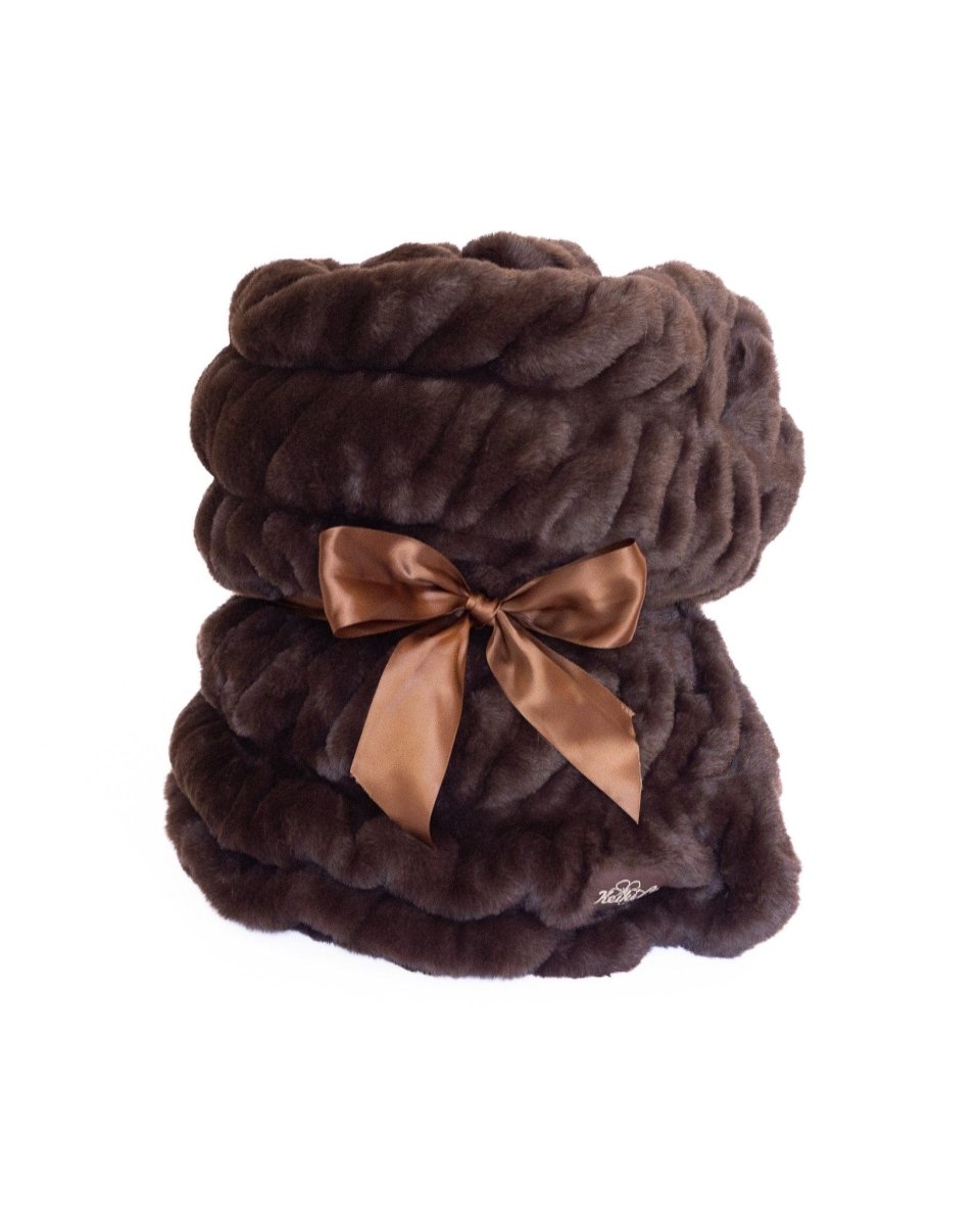 Espresso Brown Cloud Throw ultra soft luxury faux fur weighted blanket ready to ship gift for Moms and housewarming