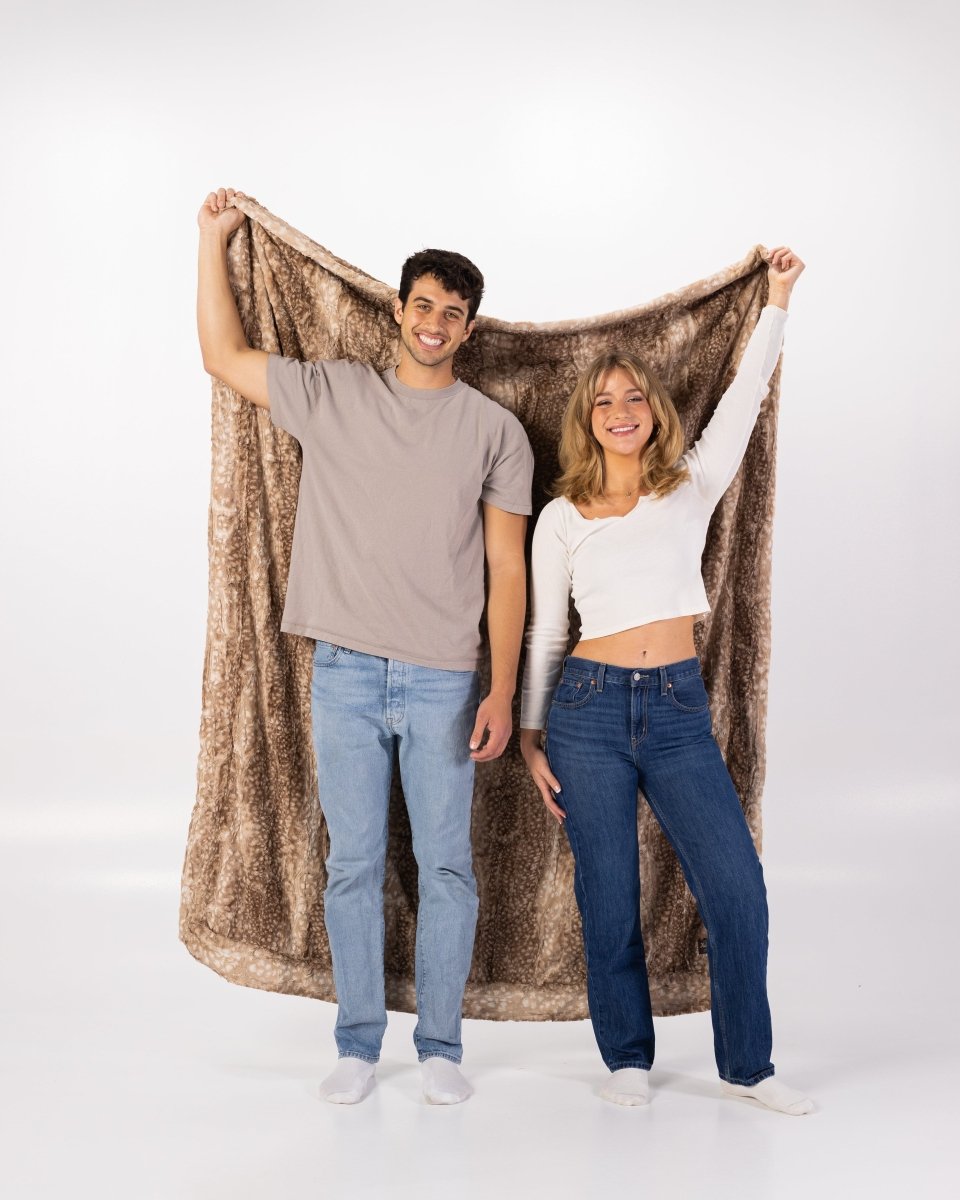 Fawn Mocha Brown Throw soft faux fur oversized blanket