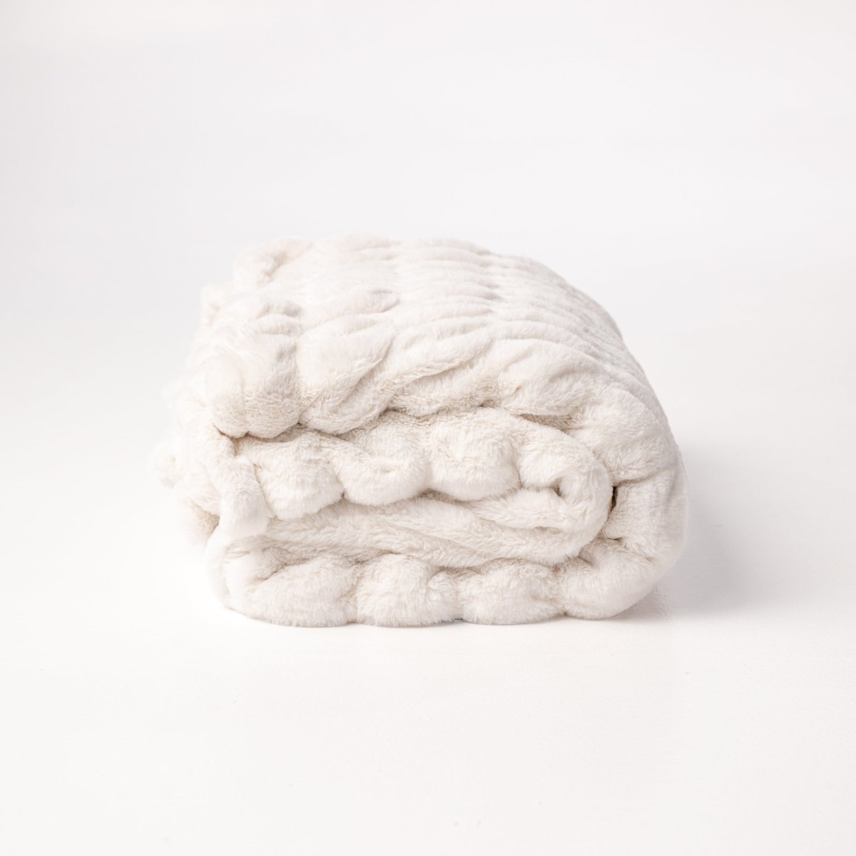 Ivory White Cloud Throw ultra soft luxury faux fur weighted oversized blanket folded ready to ship gift