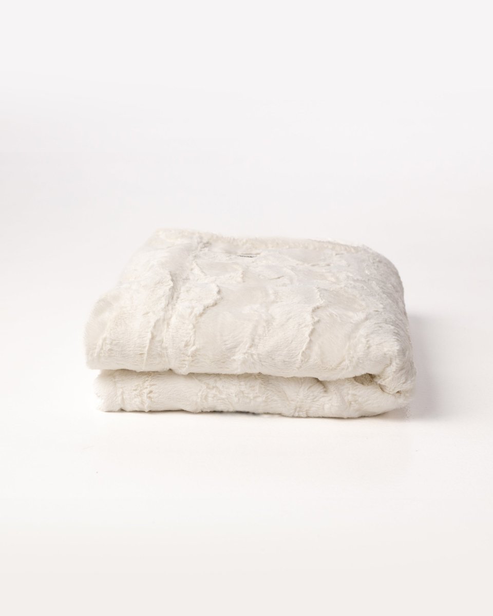 Ivory White Cream Throw soft faux fur weighted blanket
