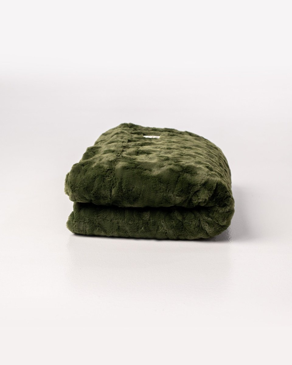 Loden Green Throw soft faux fur blanket folded fast ship gift