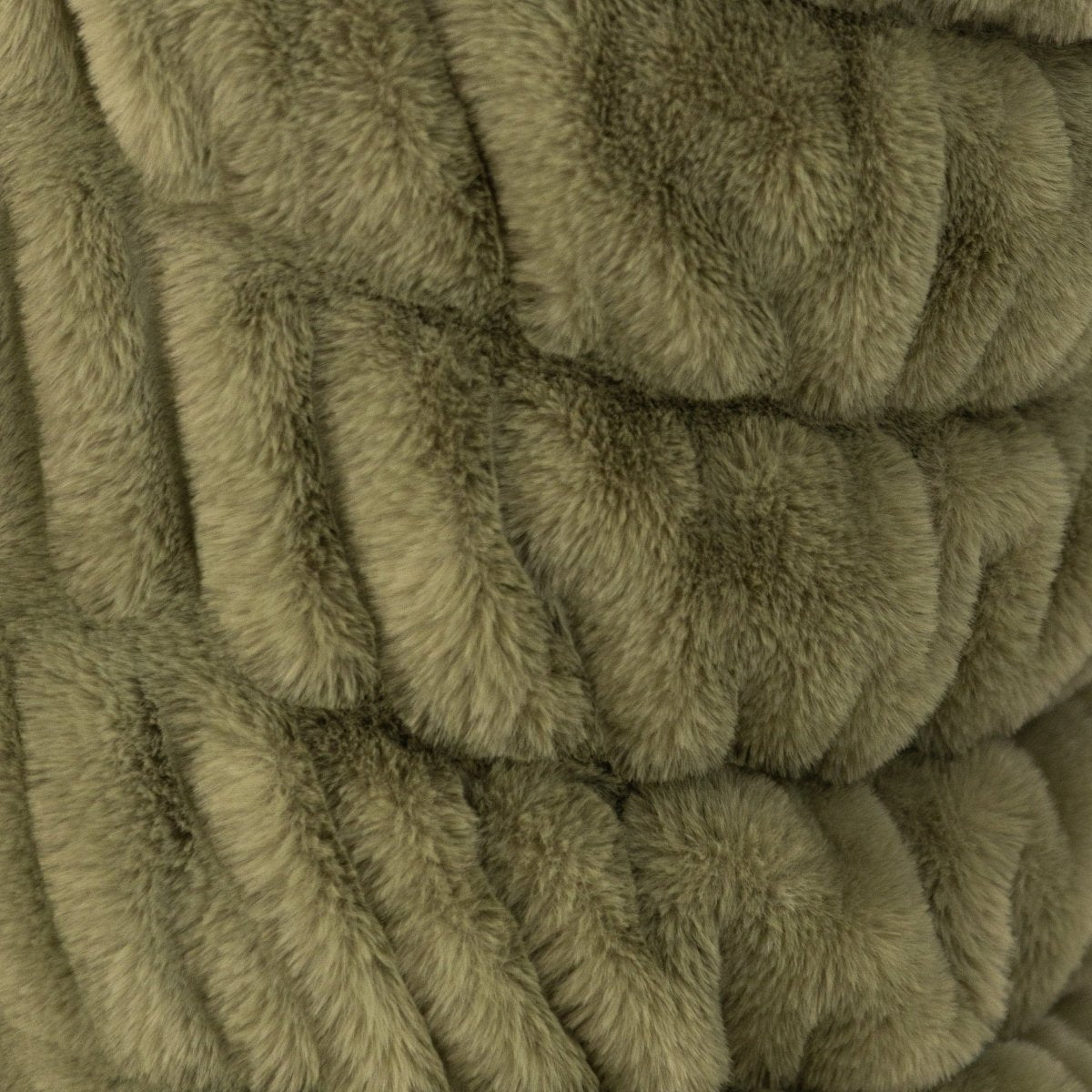Soft Faux Fur Moss Green Cloud Throw Blanket High Quality Material Up Close