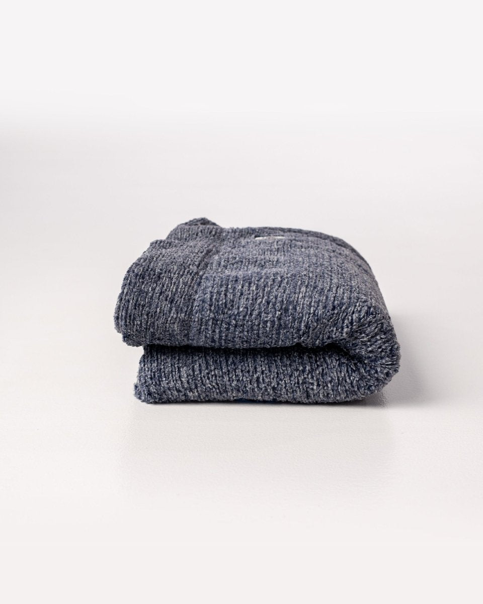 Navy Blue Weave Throw in ultra soft blanket folded