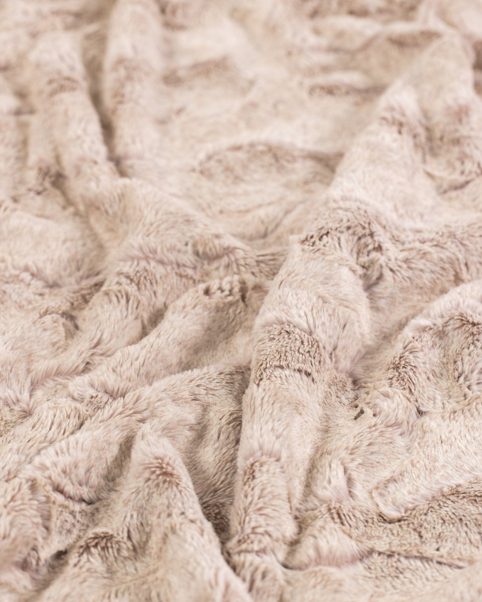 Quartz Tan Throw soft faux fur blanket high quality material up close