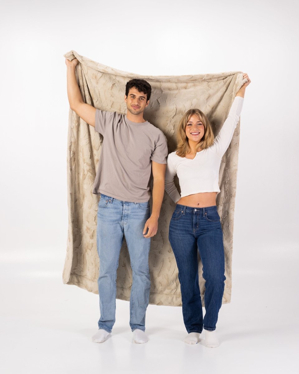 Sand Tan Throw soft faux fur weighted blanket