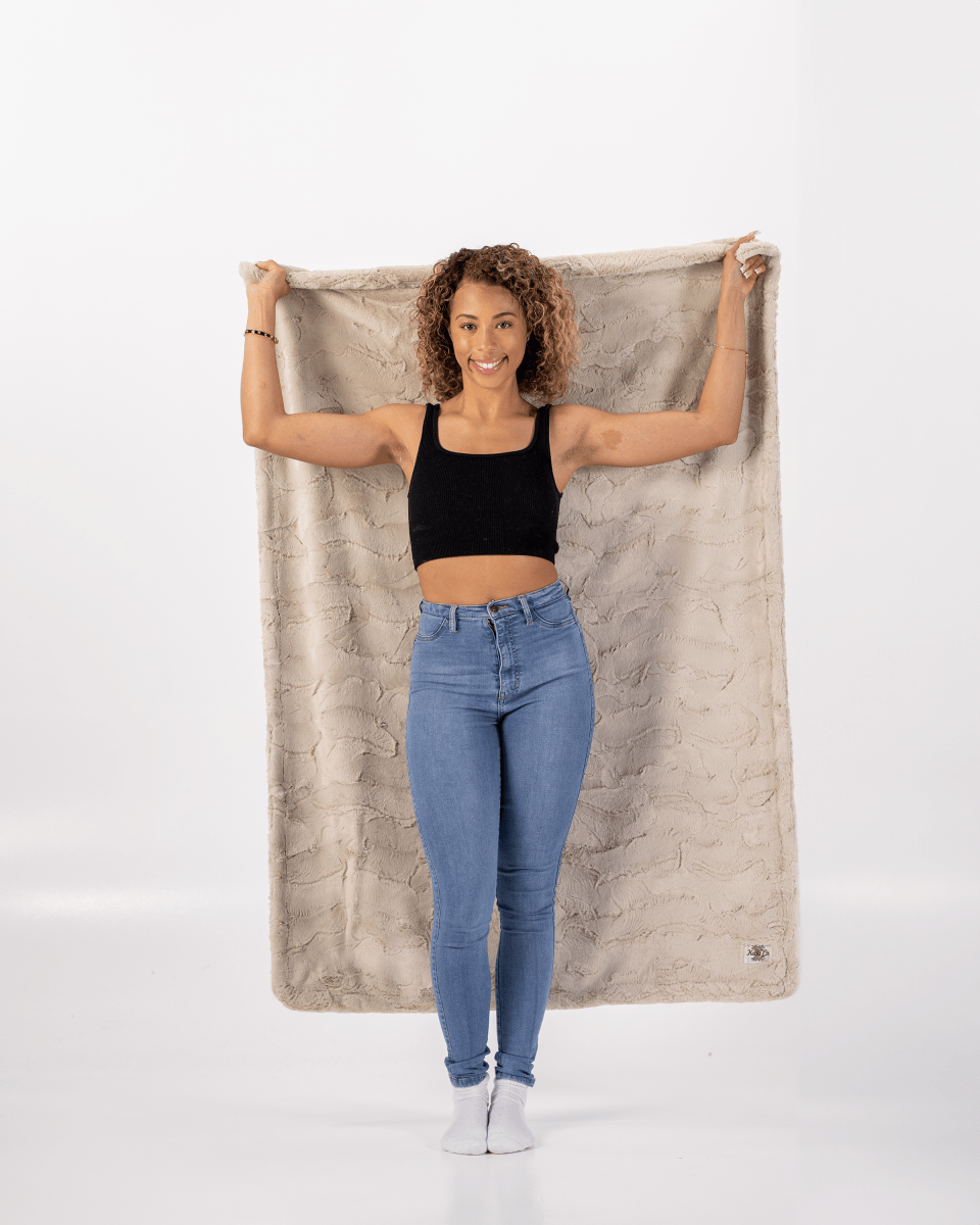 Sand Tan Throw soft faux fur weighted blanket