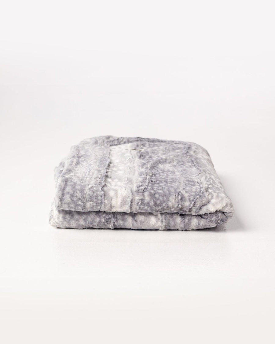 Silver Blue Gray Fawn Throw soft faux fur blanket fast ship gift