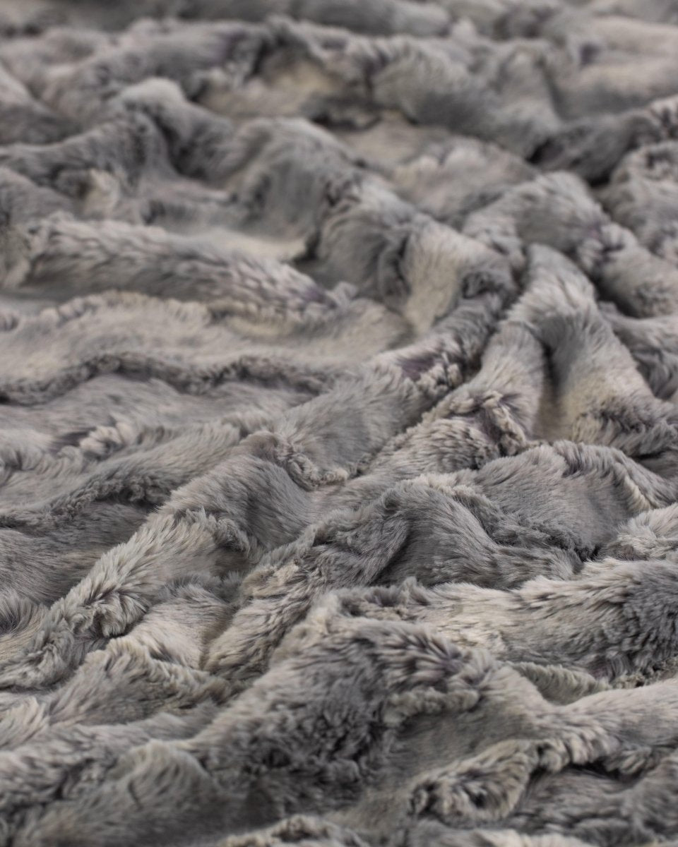 Silver Lining Gray Throw soft faux fur blanket