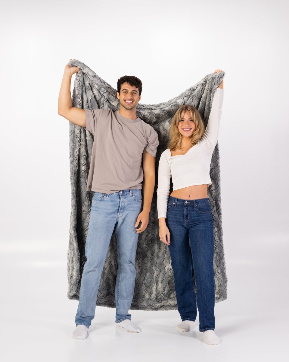 Silver Lining Gray Throw soft faux fur blanket