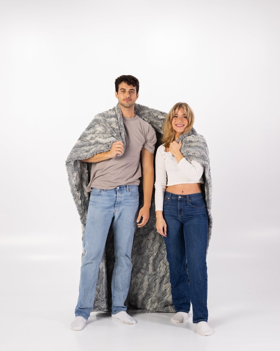 Silver Lining Gray Throw soft faux fur blanket