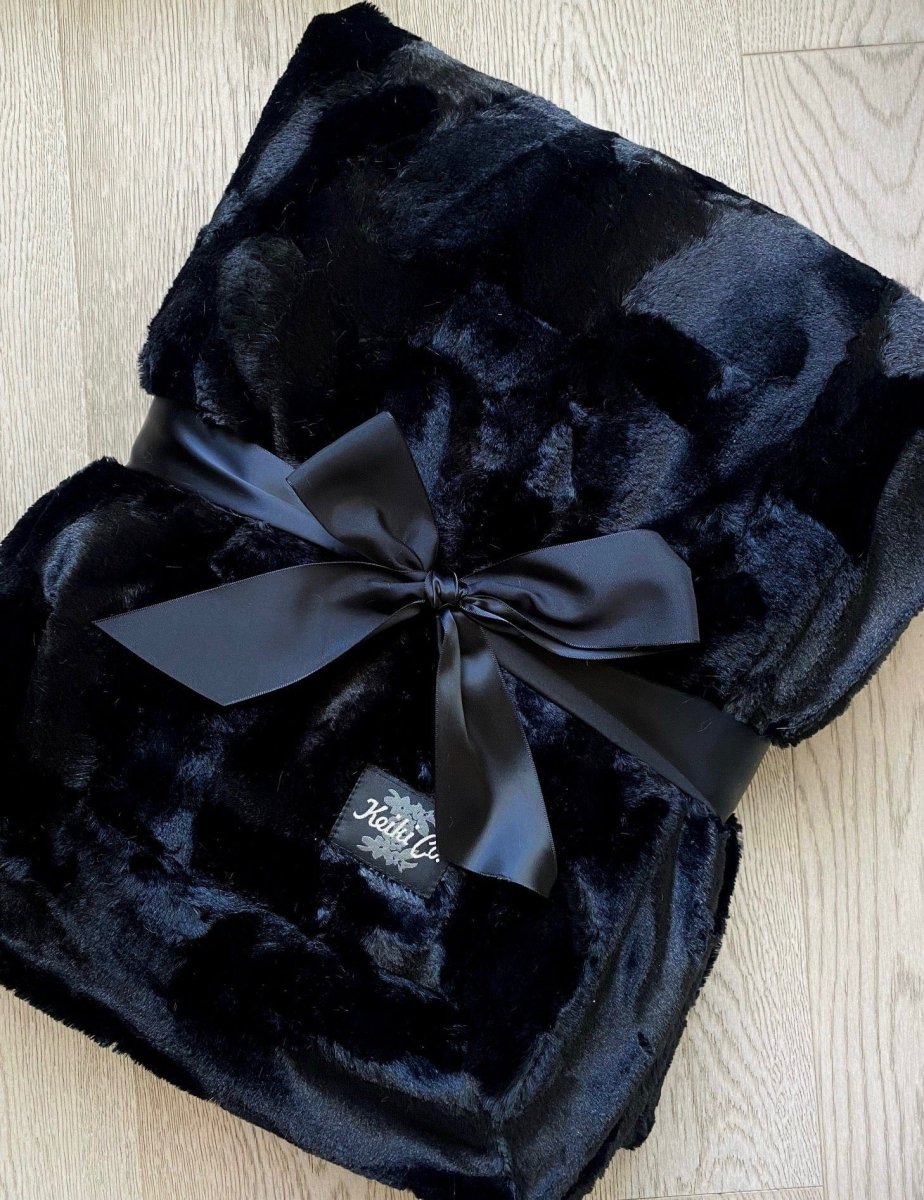Black Bella Throw soft faux fur blanket fast ship gift wrapped
