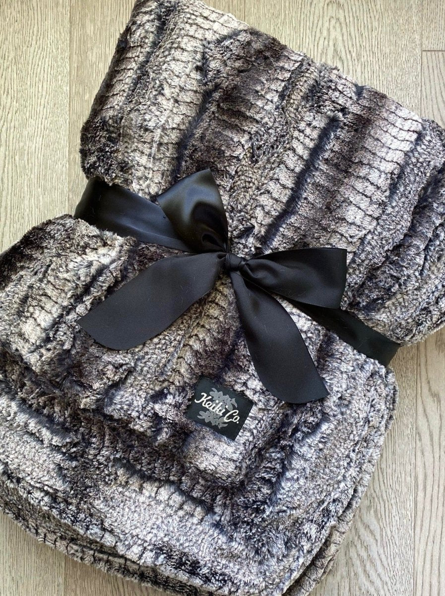 Black Birch Throw luxurious super soft faux fur blanket folded ready to ship gift wrapped
