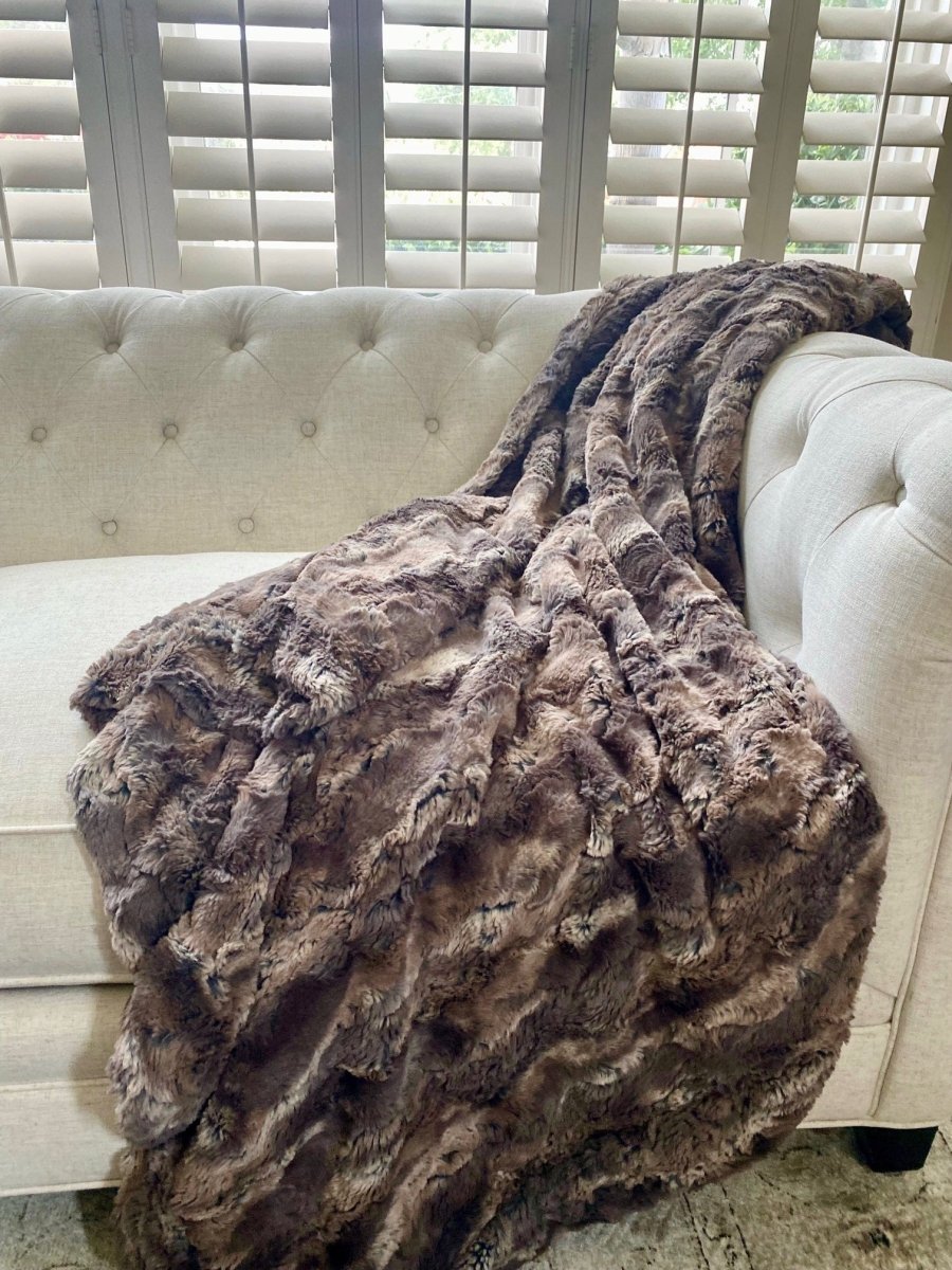 Driftwood Throw Brown faux fur weighted blanket