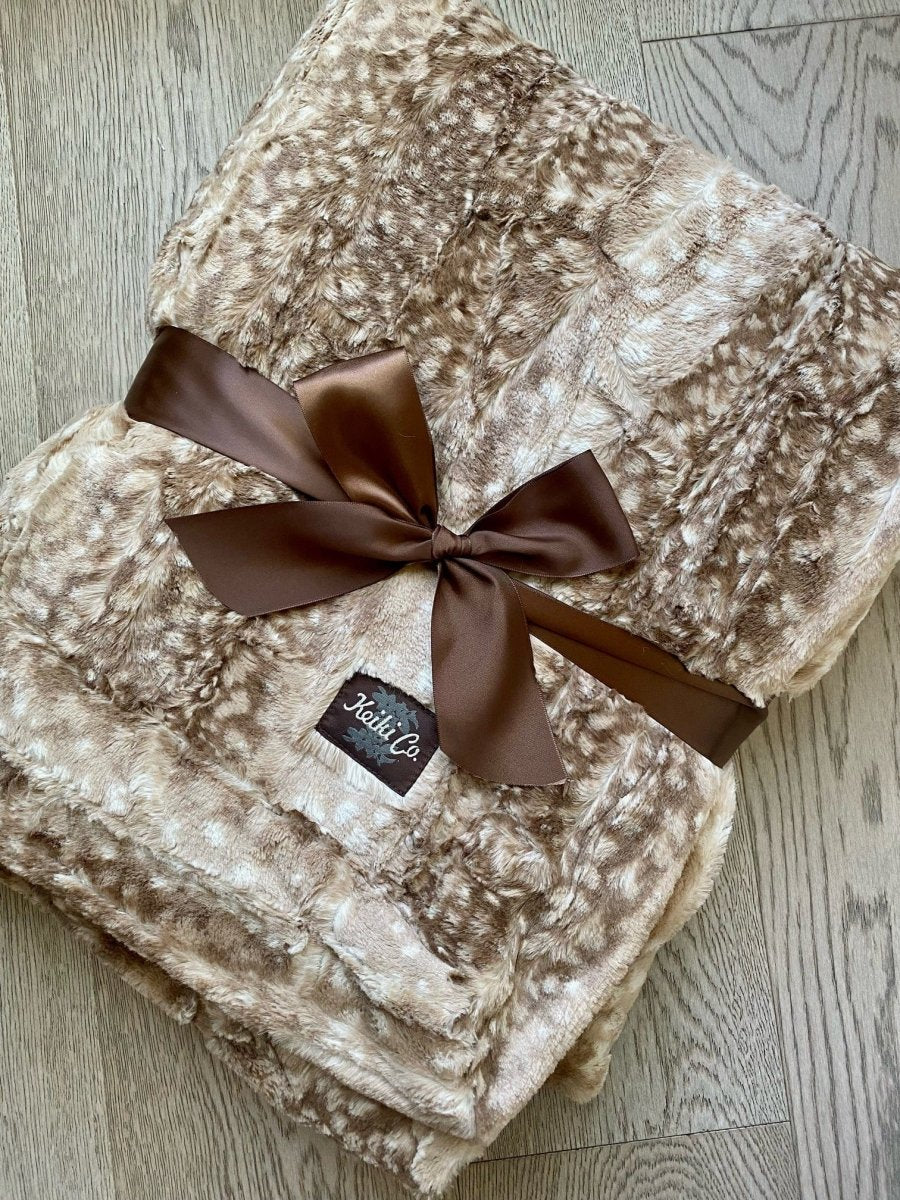 Fawn Mocha Brown Throw soft faux fur blanket fast ship gift wrapped