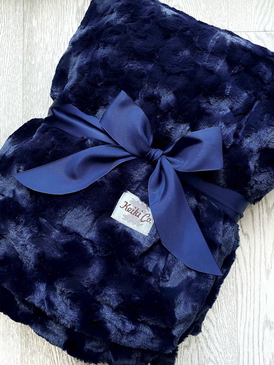 Ink Navy Dark Blue Throw soft faux fur blanket fast ship gift wrapped