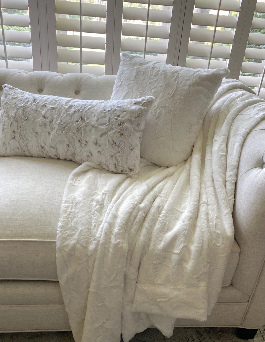 Ivory White Cream Throw soft faux fur weighted blanket