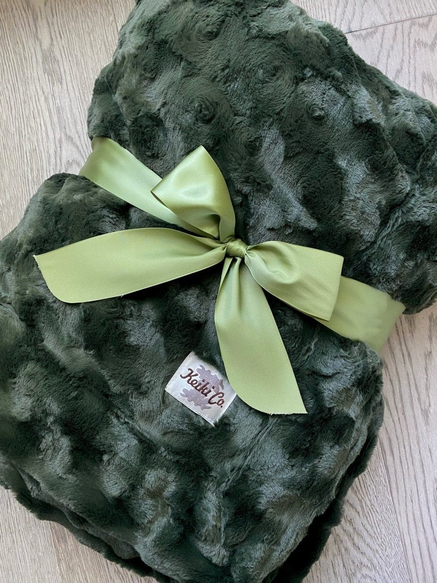 Loden Green Throw soft faux fur blanket fast ship gift wrapped