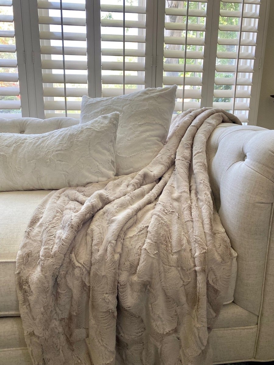 Sand Tan Throw soft faux fur weighted blanket
