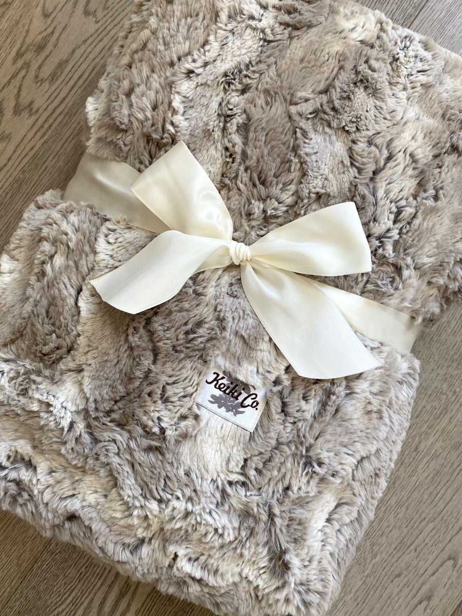 Sandshell Tan Brown Throw soft faux fur blanket fast ship gift wrapped