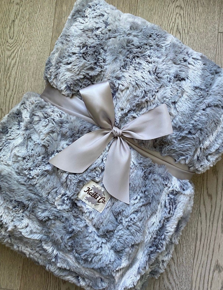 Silver Lining Gray Throw soft faux fur blanket