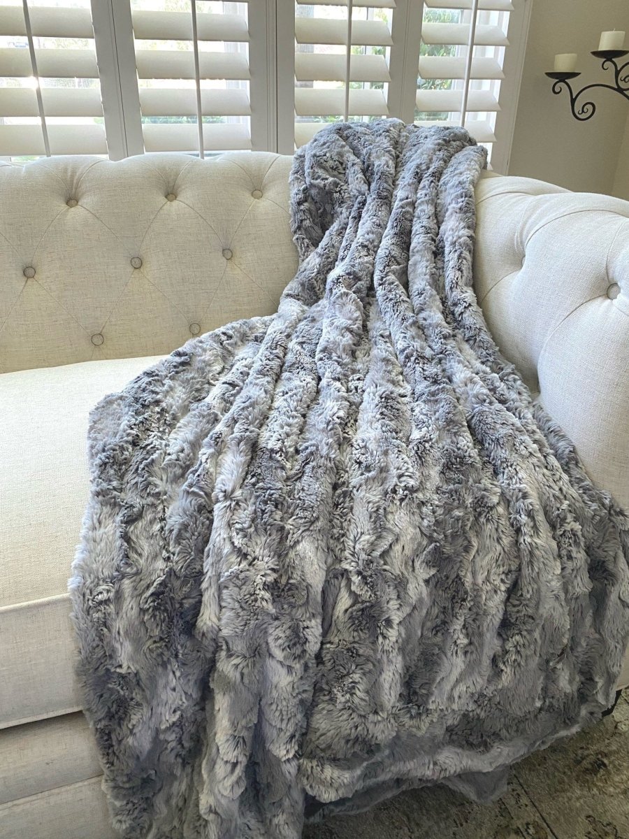 Silver Lining Gray Throw soft faux fur blanket