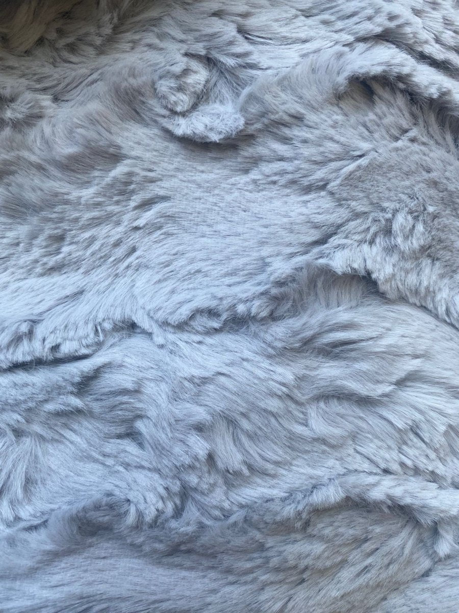 Silver Gray Faux Fur throw blanket soft material up close